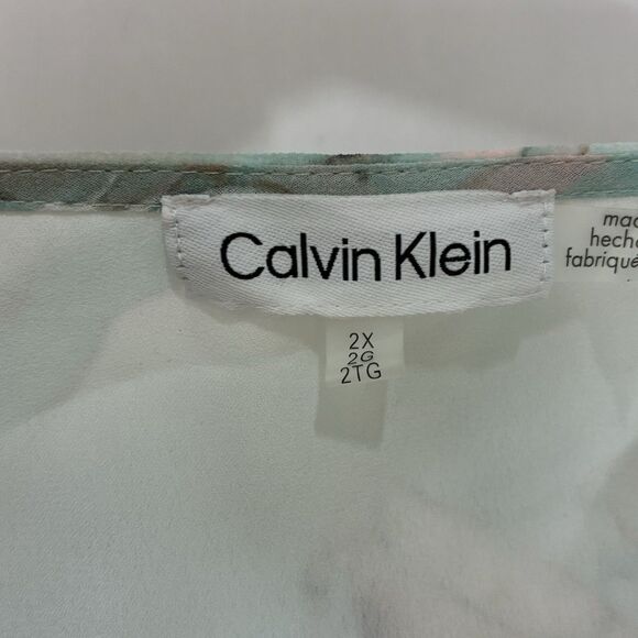 Calvin Klein Water Color Floral Lightweight Blouse Plus Size 2X Women’s - Picture 8 of 9